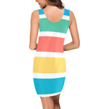 pastel lrg stripes print Medea Vest Dress (Model D06) - Objet D'Art