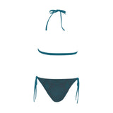 Robin's Egg Snakeskin Buckle Front Halter Bikini Swimsuit - Objet D'Art