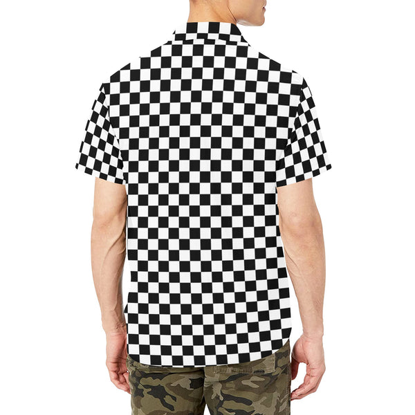 medium chkrd print Men's Short Sleeve Shirt with Chest Pocket (Model T53) - Objet D'Art