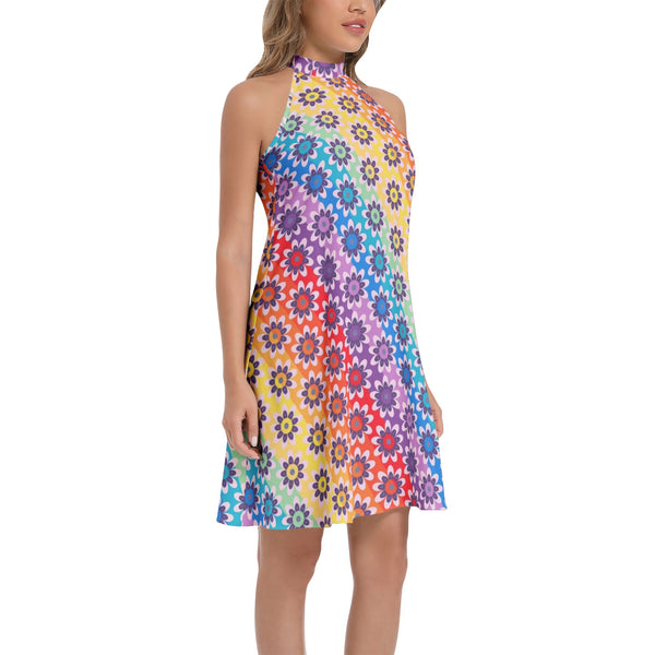 Tie Back Halter Neck Flared Dress - Objet D'Art