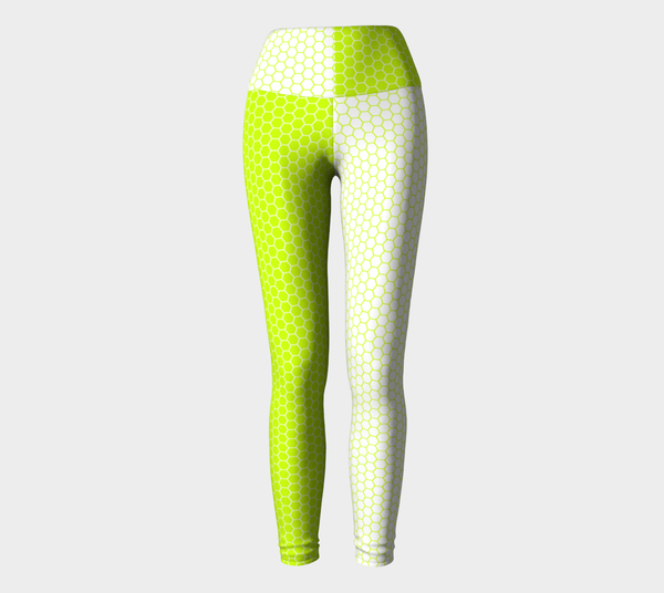 Neon Green Two Tone Honeycomb Yoga Leggings - Objet D'Art