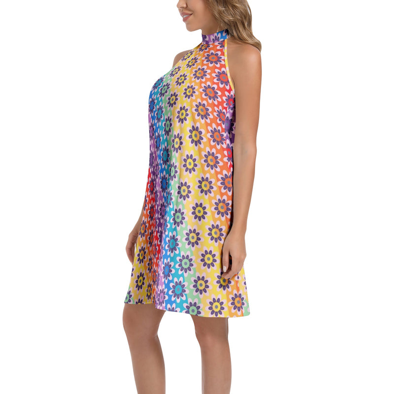 Tie Back Halter Neck Flared Dress - Objet D'Art
