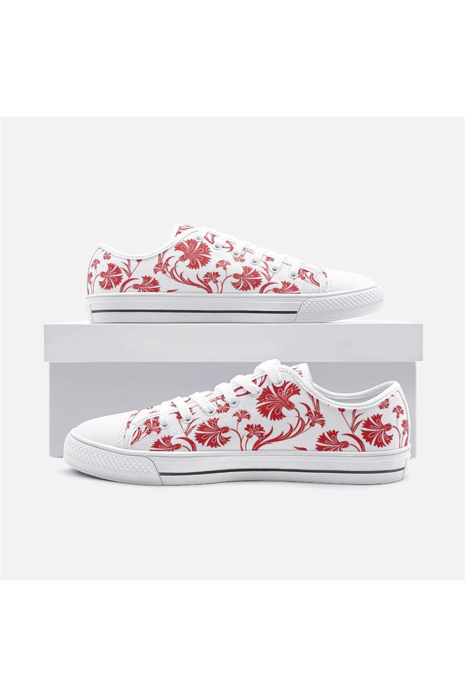 Crimson Petals Unisex Low Top Canvas Shoes - Objet D'Art