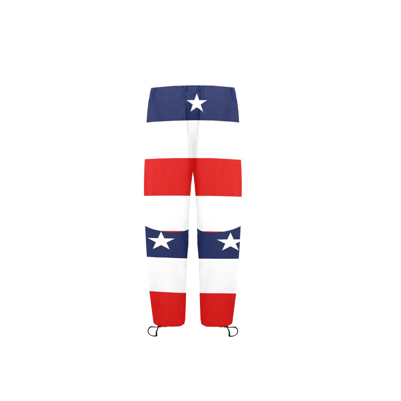 red white blue star and stripes print Women's Quick Dry Cargo Sweatpants (Model L65) - Objet D'Art