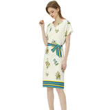 Summertime Batwing Sleeve Notch Neck Casual Dress with Belt - Objet D'Art