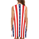 stars and stripes print 2 Sleeveless A-Line Pocket Dress (Model D57) - Objet D'Art