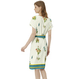 Summertime Batwing Sleeve Notch Neck Casual Dress with Belt - Objet D'Art
