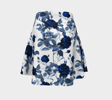 Blue Roses Print Flare Skirt - Objet D'Art
