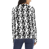 yin and yang bw print 2 Women's All Over Print Mock Neck Sweatshirt (Model H43) - Objet D'Art