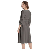 Boat Neck Belted Flared Dress - Objet D'Art
