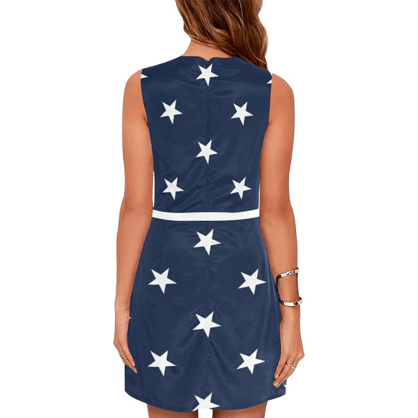stars 2 sleeve Eos Women's Sleeveless Dress (Model D01) - Objet D'Art