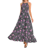 Ruffle Hem Halter Neck Maxi Dress - Objet D'Art