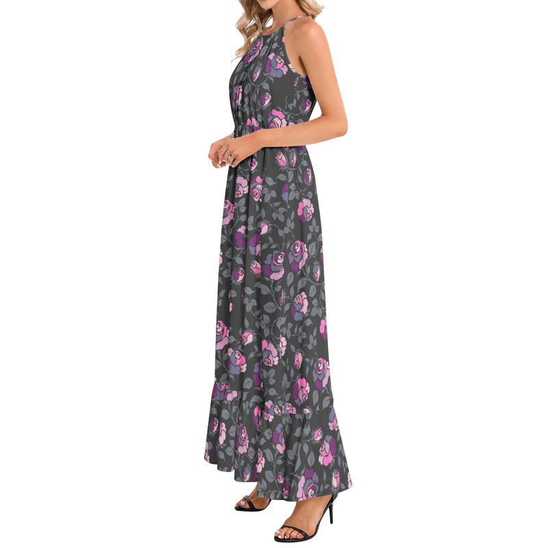 Ruffle Hem Halter Neck Maxi Dress - Objet D'Art