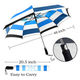blue ombre striped umbrella print Semi-Automatic Foldable Umbrella (Model U12) - Objet D'Art