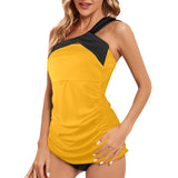 black 2 9k Women's One Shoulder Backless Swimsuit (Model S44) - Objet D'Art