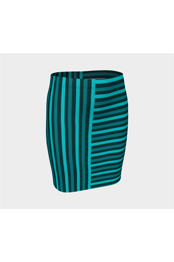 Mint Bi-directional Striped Fitted Skirt - Objet D'Art