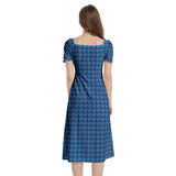 Gestalt Matrix Puff Sleeve Split Thigh Midi Dress - Objet D'Art