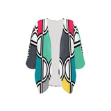 multicolored print ogee 2 Women's Kimono Chiffon Cover Up (Model H51) - Objet D'Art