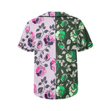 pink green rose print 4 All Over Print Baseball Jersey for Women (Model T50) - Objet D'Art