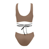 mocha solid print 2 Cross String Bikini Set (Model S29) - Objet D'Art