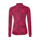 FB Roses in shades of burgundy print Women's All Over Print Mock Neck Sweatshirt (Model H43) - Objet D'Art