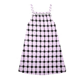 lav dot dash print Drawstring Neck Sleeveless Dress (Model D68) - Objet D'Art