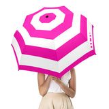 fuchsia striped umbrella print Semi-Automatic Foldable Umbrella (Model U12) - Objet D'Art