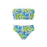 pisces neon green blue ombre print Chest Wrap Bikini Swimsuit (Model S36) - Objet D'Art