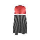 red and black bars Sleeveless A-Line Pocket Dress (Model D57) - Objet D'Art
