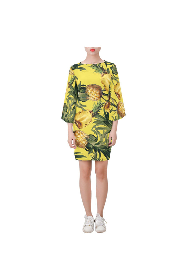 Pineapple Print Bell Sleeve Dress - Objet D'Art
