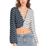 Women's Deep V-Neck Lantern Sleeve Crop Top - Objet D'Art