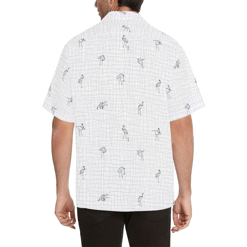 hokusai crane grid wavy print 2 Hawaiian Shirt (Model T58) - Objet D'Art