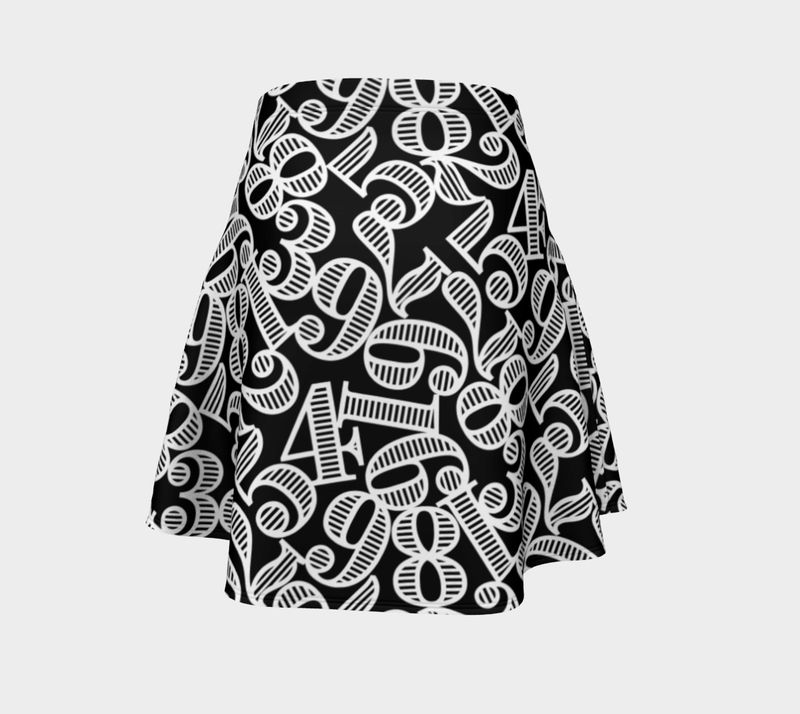 Numbers Print Flare Skirt - Objet D'Art