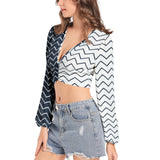 Women's Deep V-Neck Lantern Sleeve Crop Top - Objet D'Art