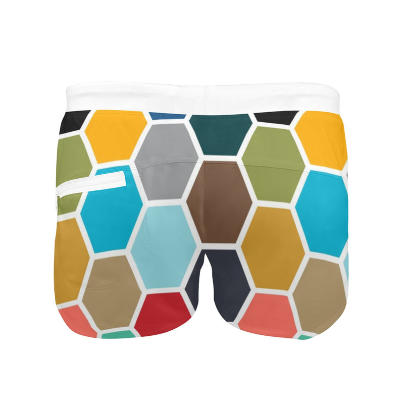 white solid print addsart Men's Swim Trunks with Zipper Pocket (Model L71) - Objet D'Art