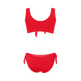 scarlet flame print 2 Bow Tie Front Bikini Swimsuit (Model S38) - Objet D'Art