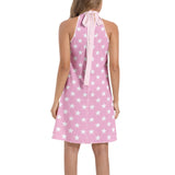 All Stars in Pink Tie Back Halter Neck Flared Dress - Objet D'Art