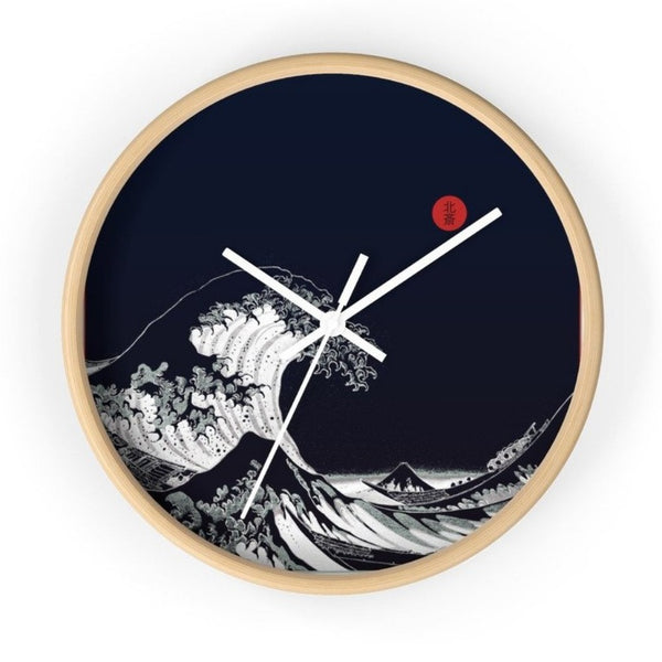 Big Blue Wave Little Red Moon Wall clock - Objet D'Art