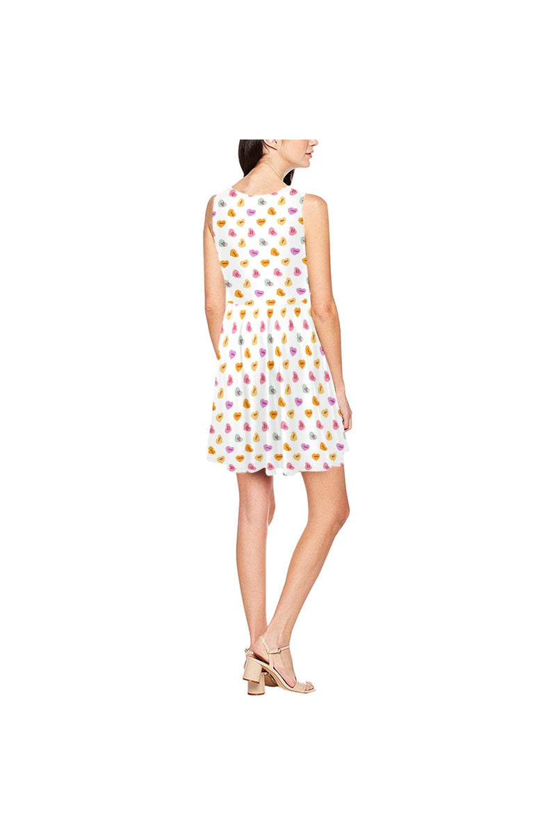 Valentine's Day Candy Print Thea Sleeveless Skater Dress - Objet D'Art