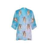 cheribum in the clouds print 3 Women's Kimono Chiffon Cover Up (Model H51) - Objet D'Art