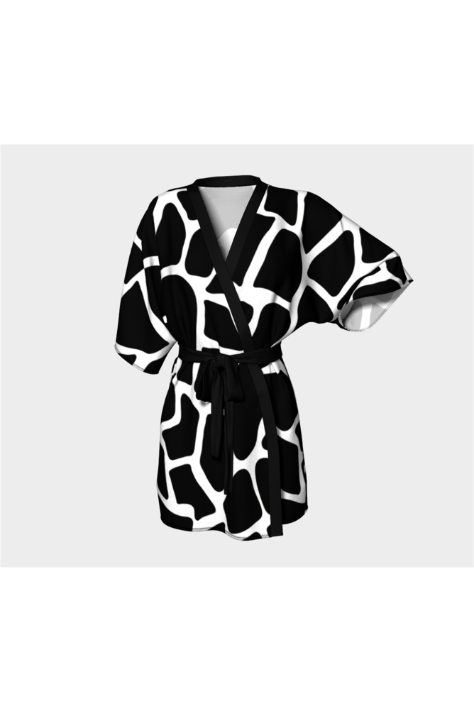 Black Giraffe Print Kimono Robe - Objet D'Art