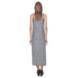 striped geo print 5C V-Neck Open Fork Long Dress(Model D18) - Objet D'Art