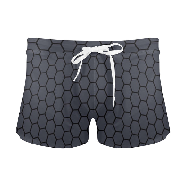 hex gray print Men's Swim Trunks with Zipper Pocket (Model L71) - Objet D'Art