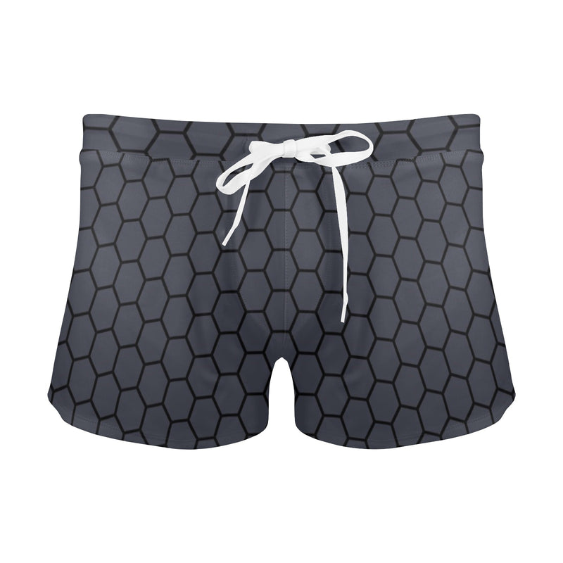 hex gray print Men's Swim Trunks with Zipper Pocket (Model L71) - Objet D'Art