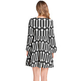 Lantern Sleeve Deep V-Neck Short Dress - Objet D'Art
