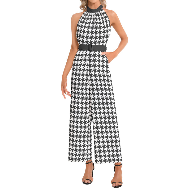 Halter Neck Buckle Belted Jumpsuit - Objet D'Art