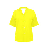 bright yellow athletic crop top All Over Print Hawaiian Shirt for Women (Model T58) - Objet D'Art