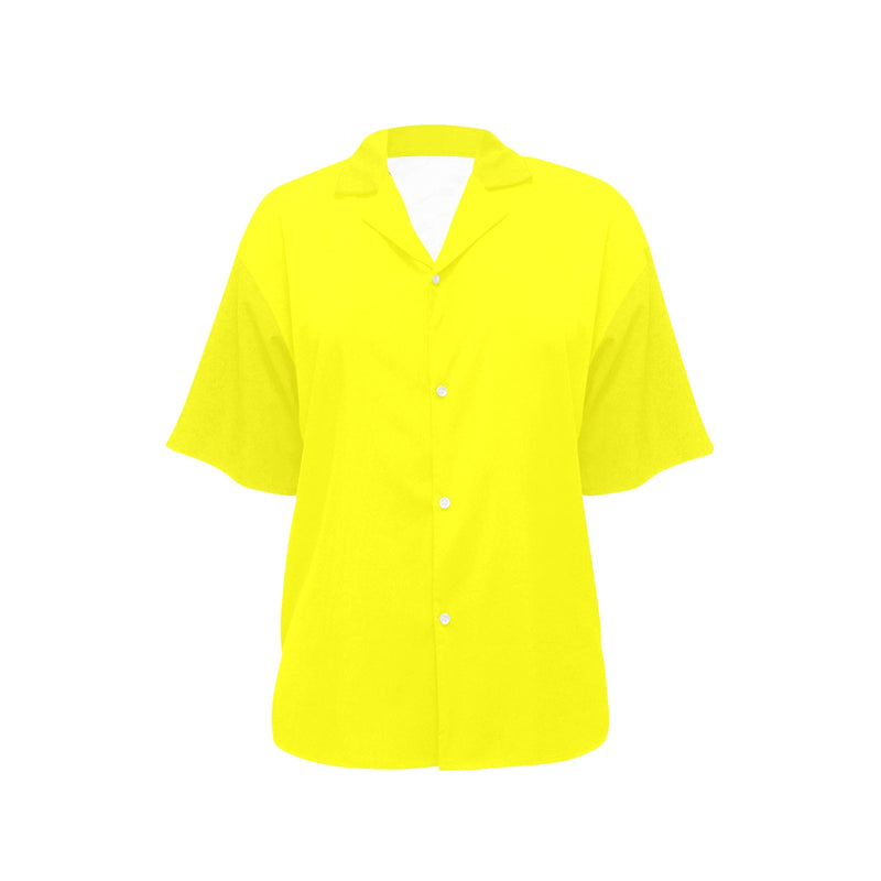 bright yellow athletic crop top All Over Print Hawaiian Shirt for Women (Model T58) - Objet D'Art