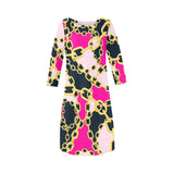 Chained Maiden fuchsia Rhea Loose Round Neck Dress(Model D22) - Objet D'Art