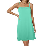 mint print Drawstring Neck Sleeveless Dress (Model D68) - Objet D'Art